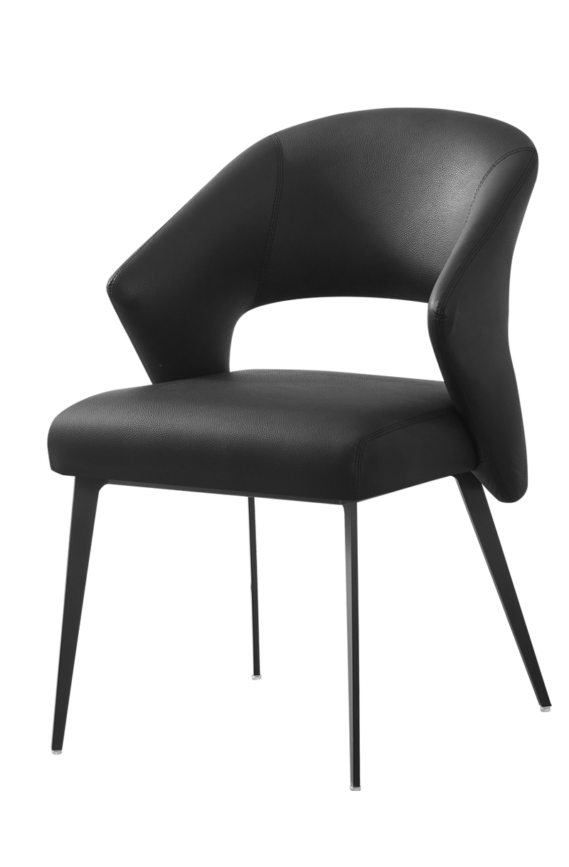 Indoor Black Seat and Back Chair with Black Metal