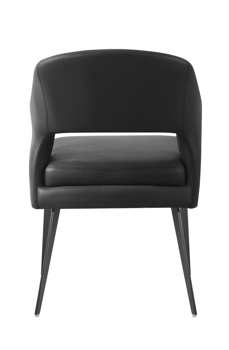Indoor Black Seat and Back Chair with Black Metal
