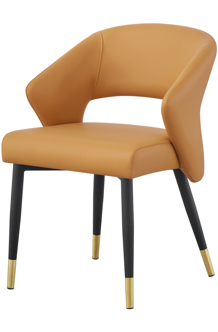 Indoor Metal Chair W/ Orange Vinyl Seat, Finish Golden Feet