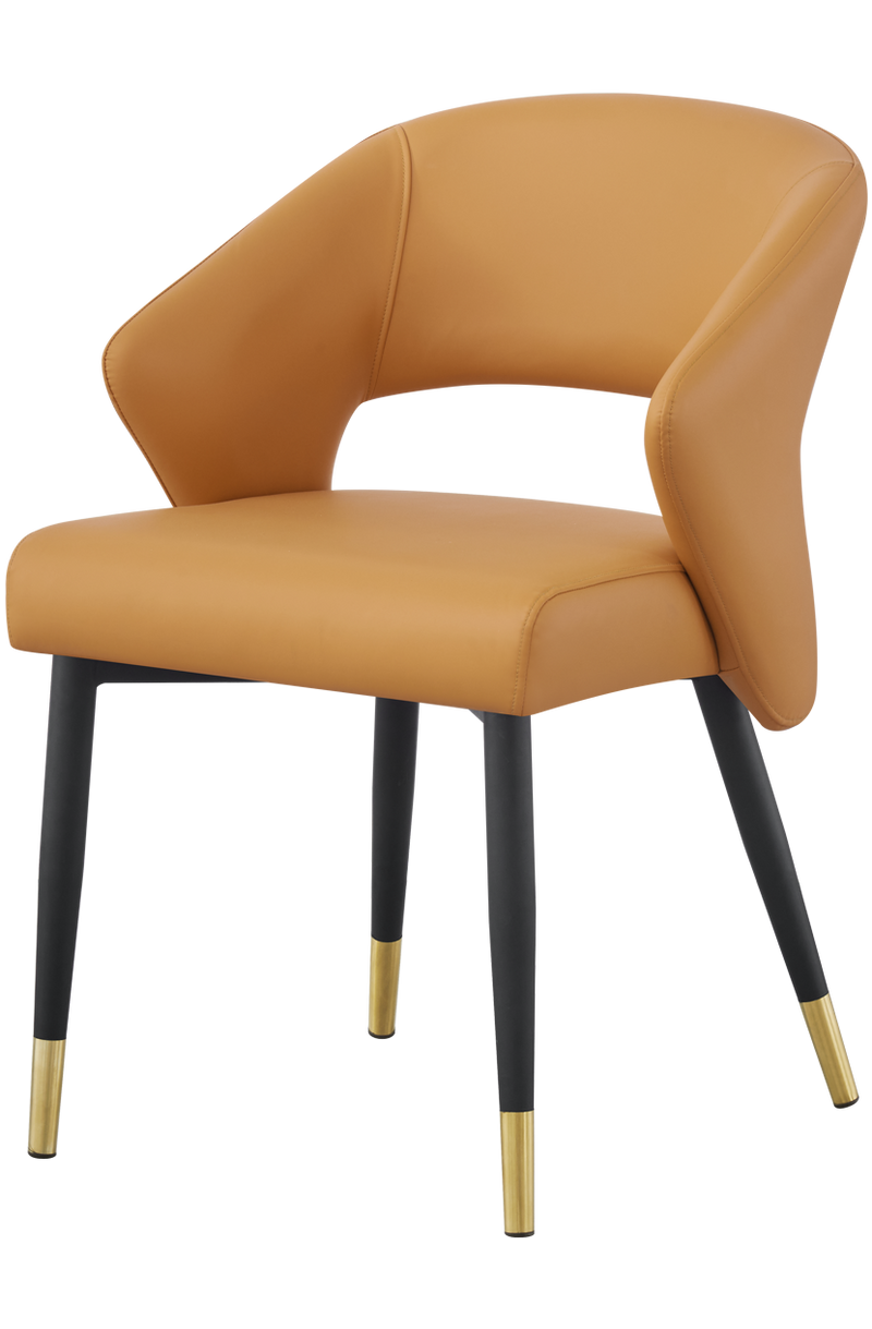Indoor Metal Chair W/ Orange Vinyl Seat, Finish Golden Feet