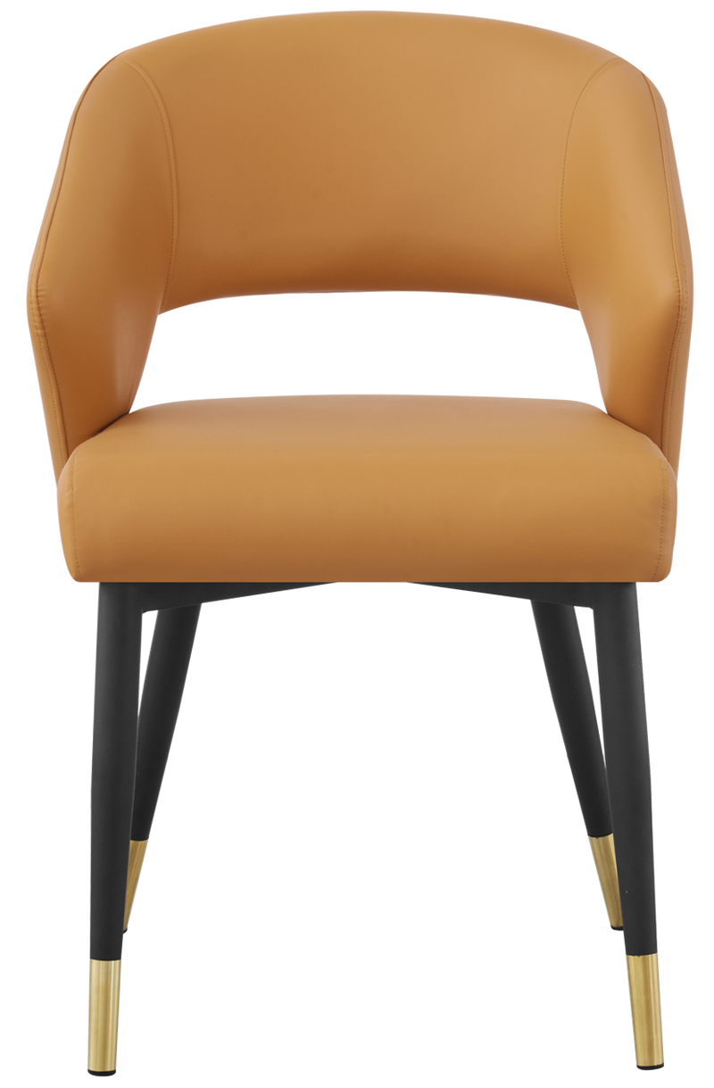 Indoor Metal Chair W/ Orange Vinyl Seat, Finish Golden Feet