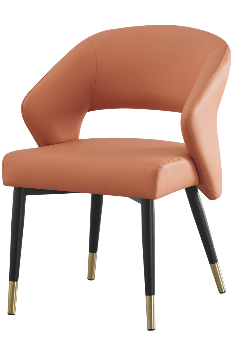 Indoor Metal Chair W/ Orange Vinyl Seat, Finish Golden Feet