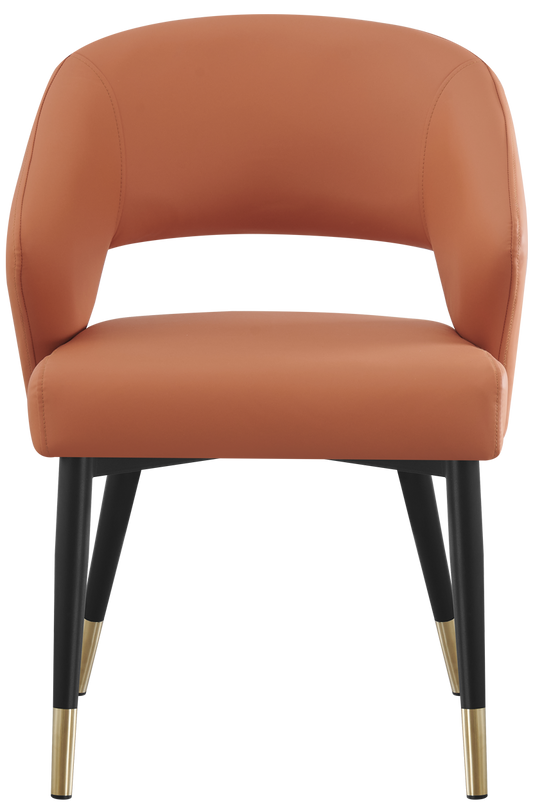 Indoor Metal Chair W/ Orange Vinyl Seat, Finish Golden Feet