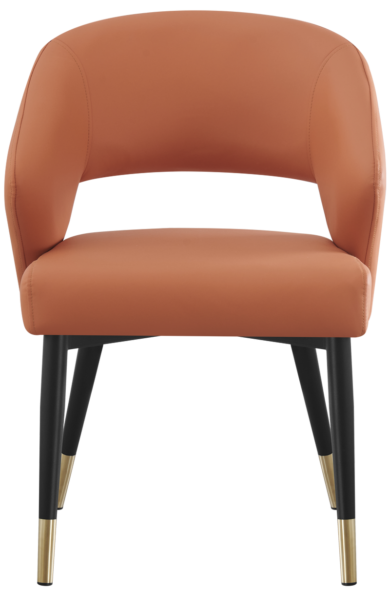 Indoor Metal Chair W/ Orange Vinyl Seat, Finish Golden Feet