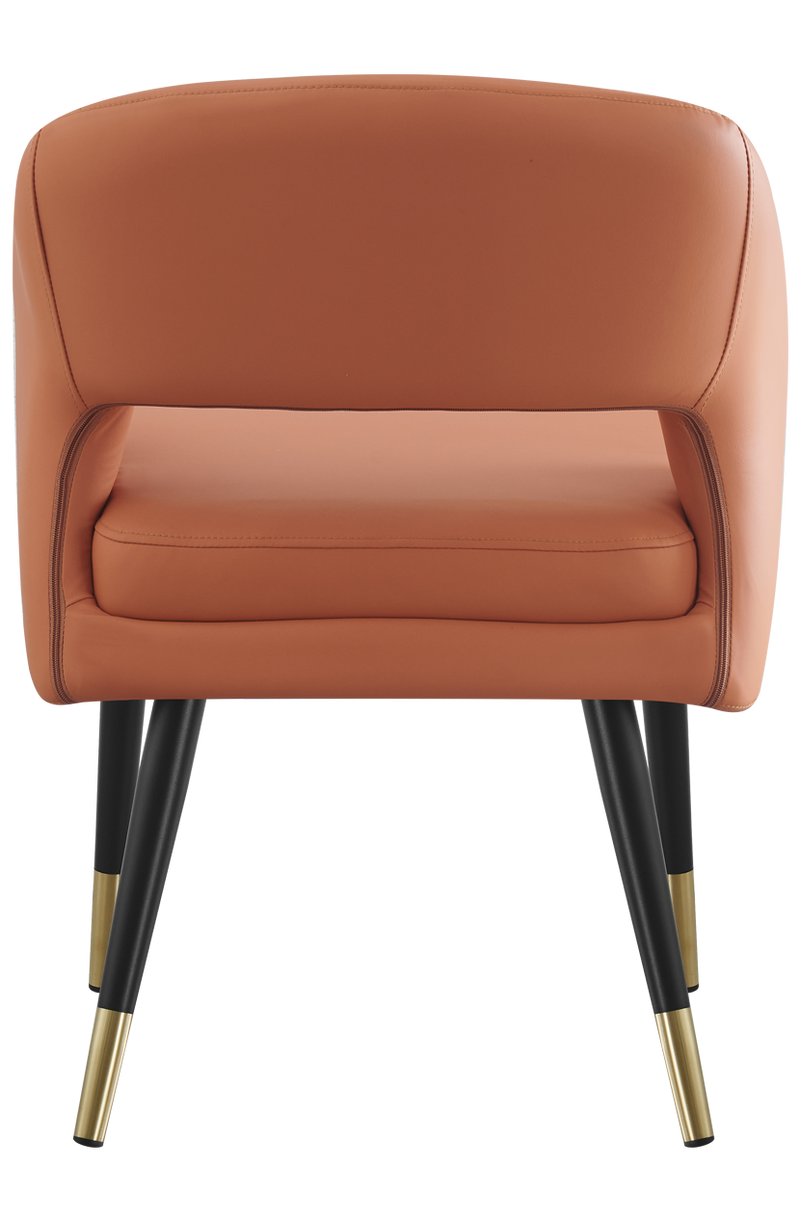 Indoor Metal Chair W/ Orange Vinyl Seat, Finish Golden Feet