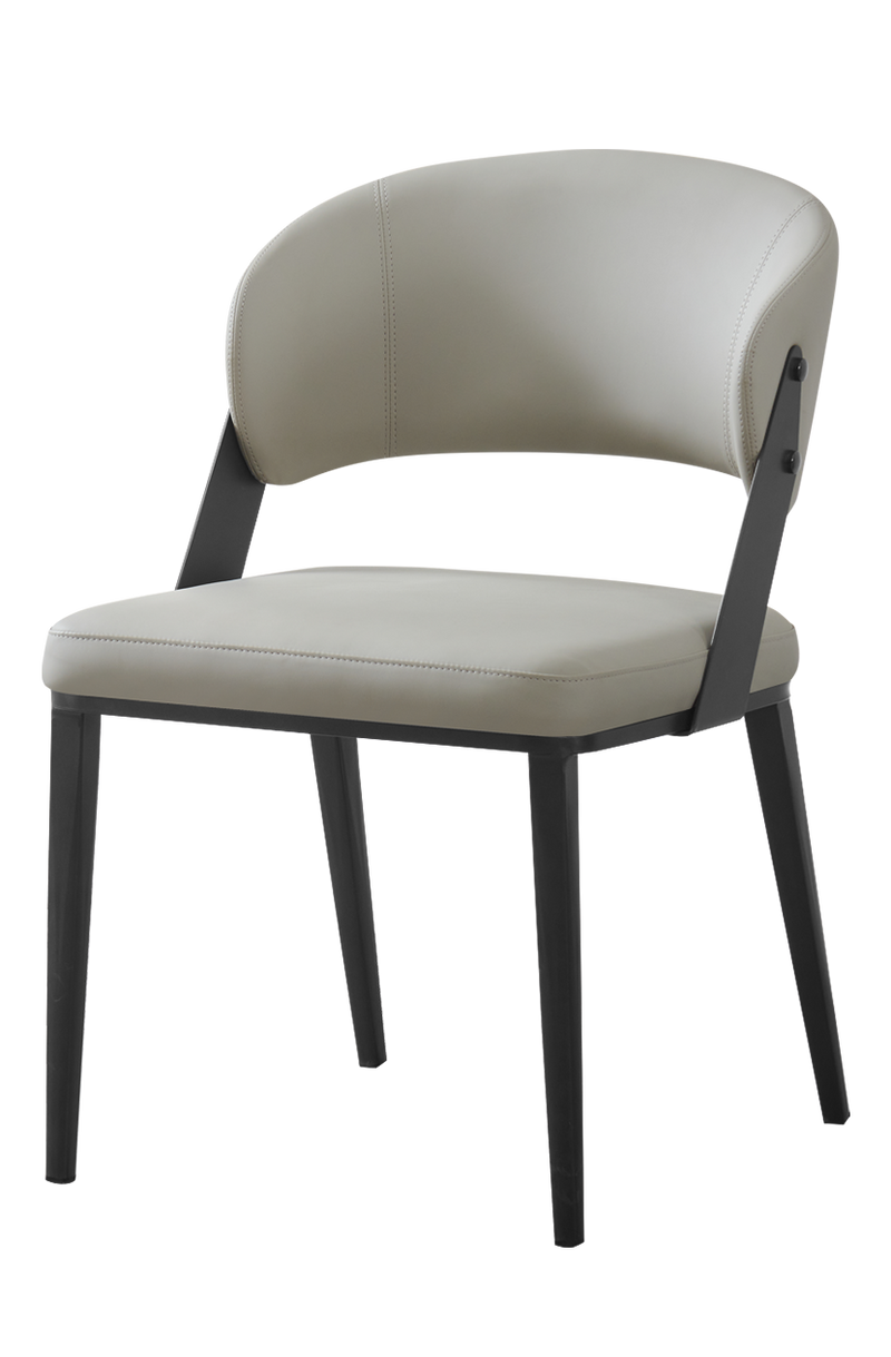 Black Metal Chair with Beige Seat and Back