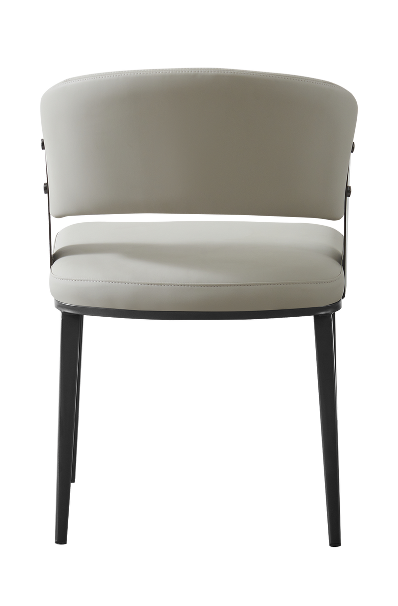 Black Metal Chair with Beige Seat and Back