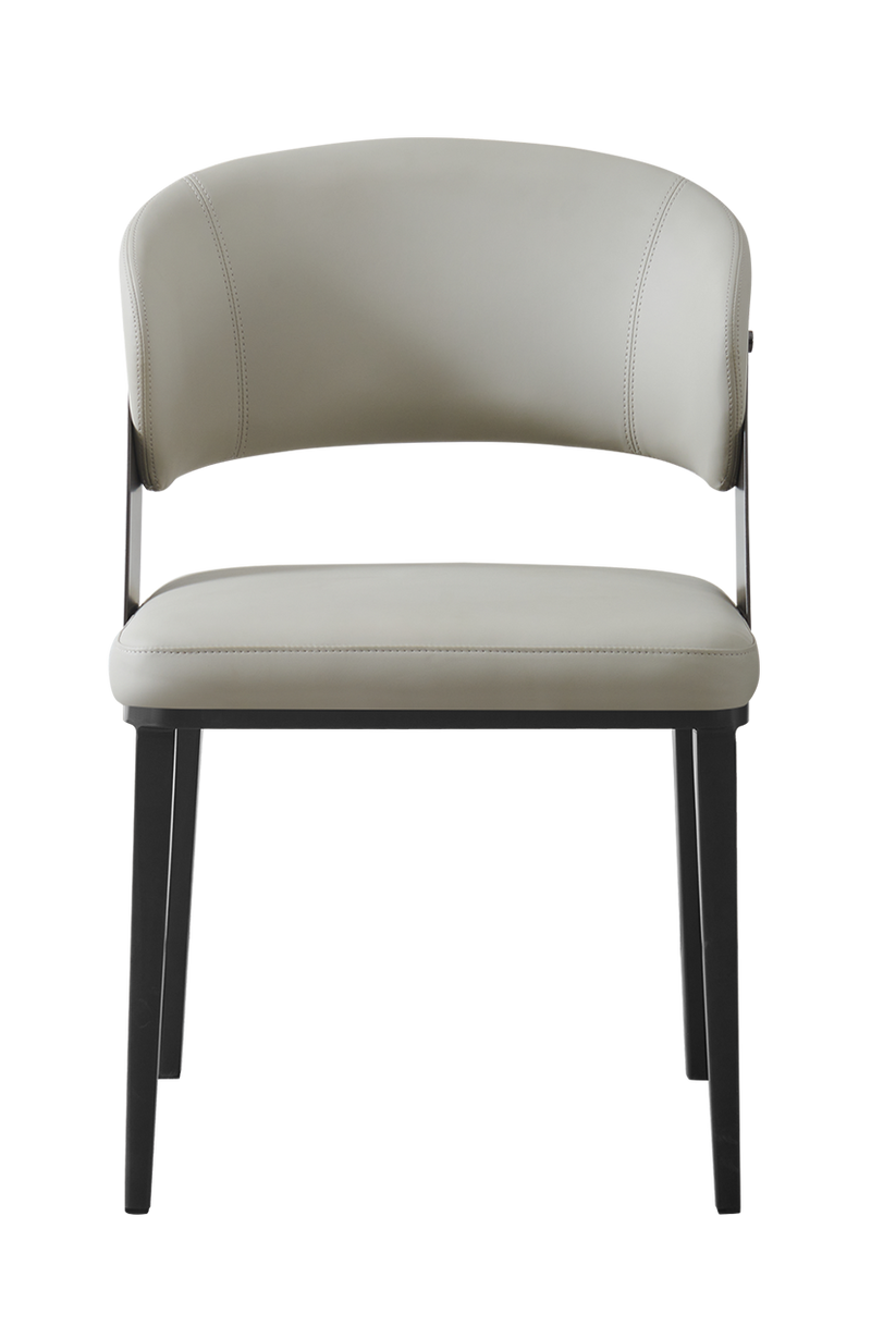 Black Metal Chair with Beige Seat and Back