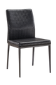 Indoor Black Metal Chair W/ Black Woven Leather Back