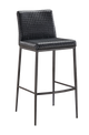 Indoor Metal Barstool W/ Black Woven Leather Back