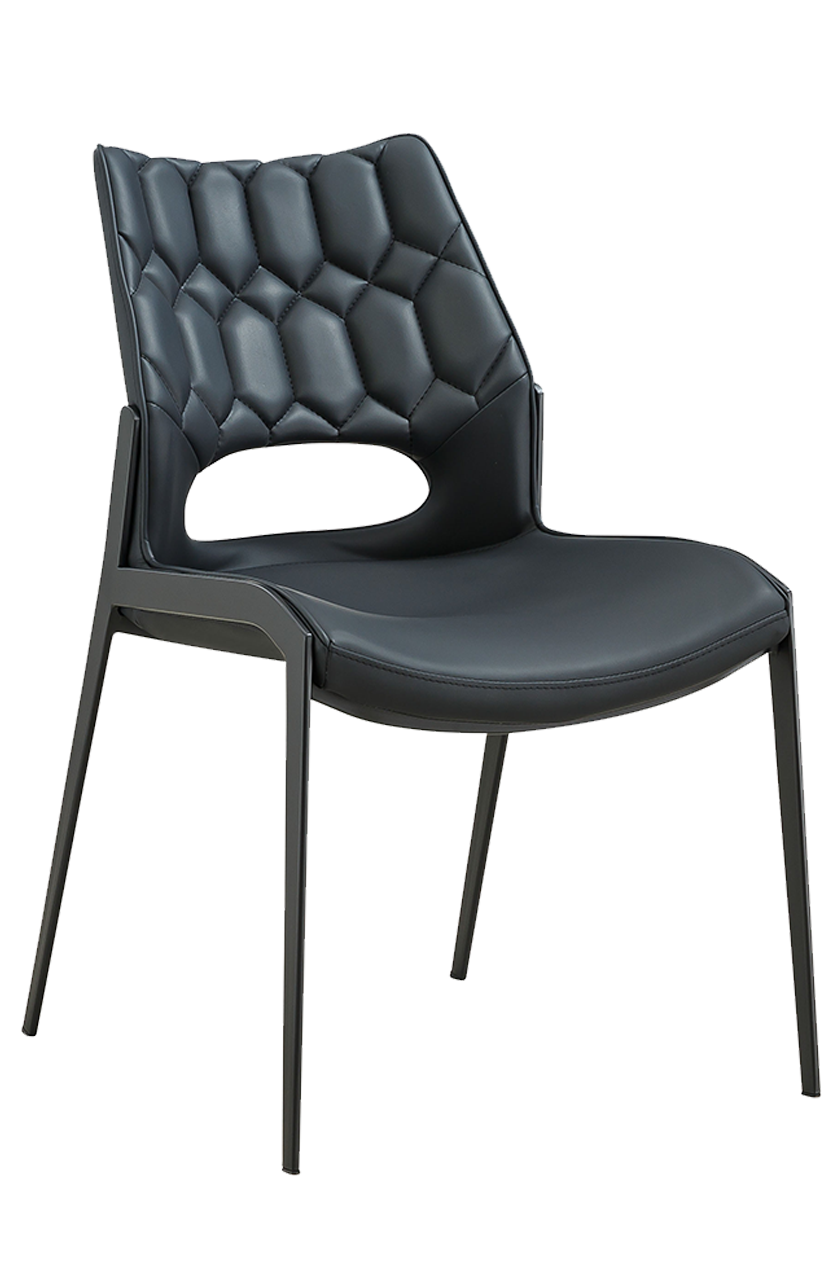 Black Metal Chair with Black Seat made of Soft PU