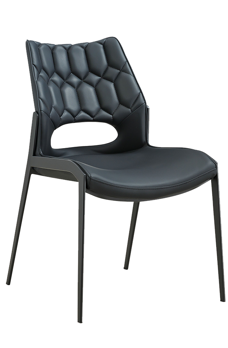 Black Metal Chair with Black Seat made of Soft PU