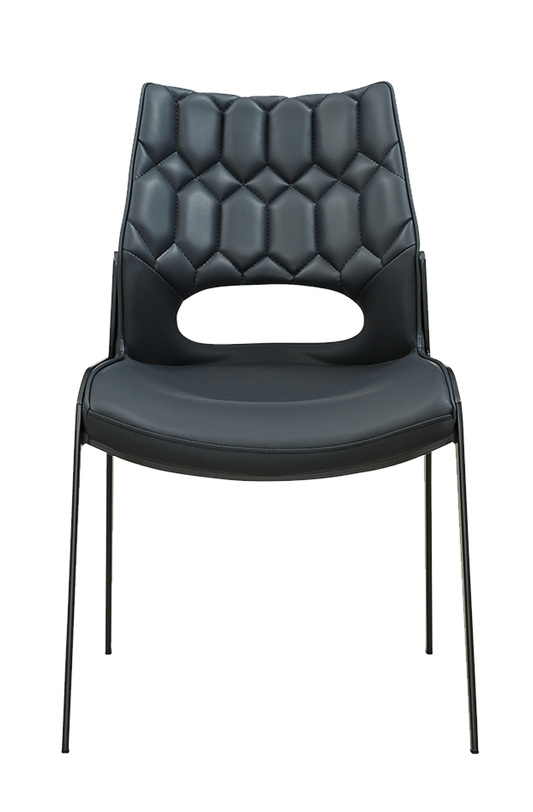 Black Metal Chair with Black Seat made of Soft PU