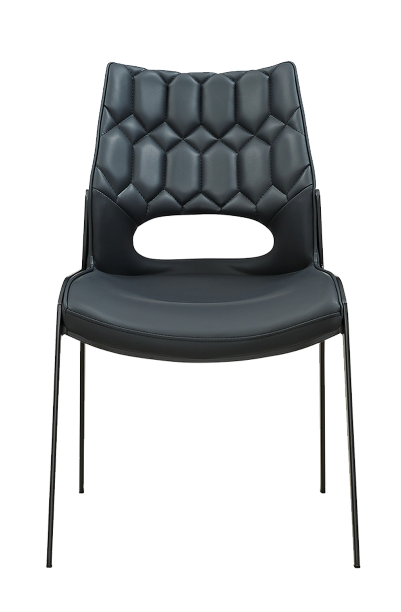Black Metal Chair with Black Seat made of Soft PU