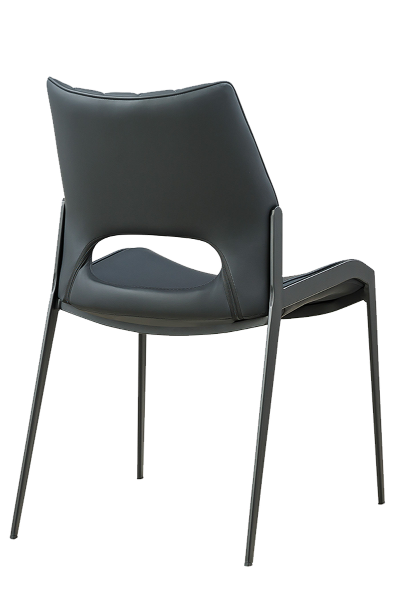 Black Metal Chair with Black Seat made of Soft PU