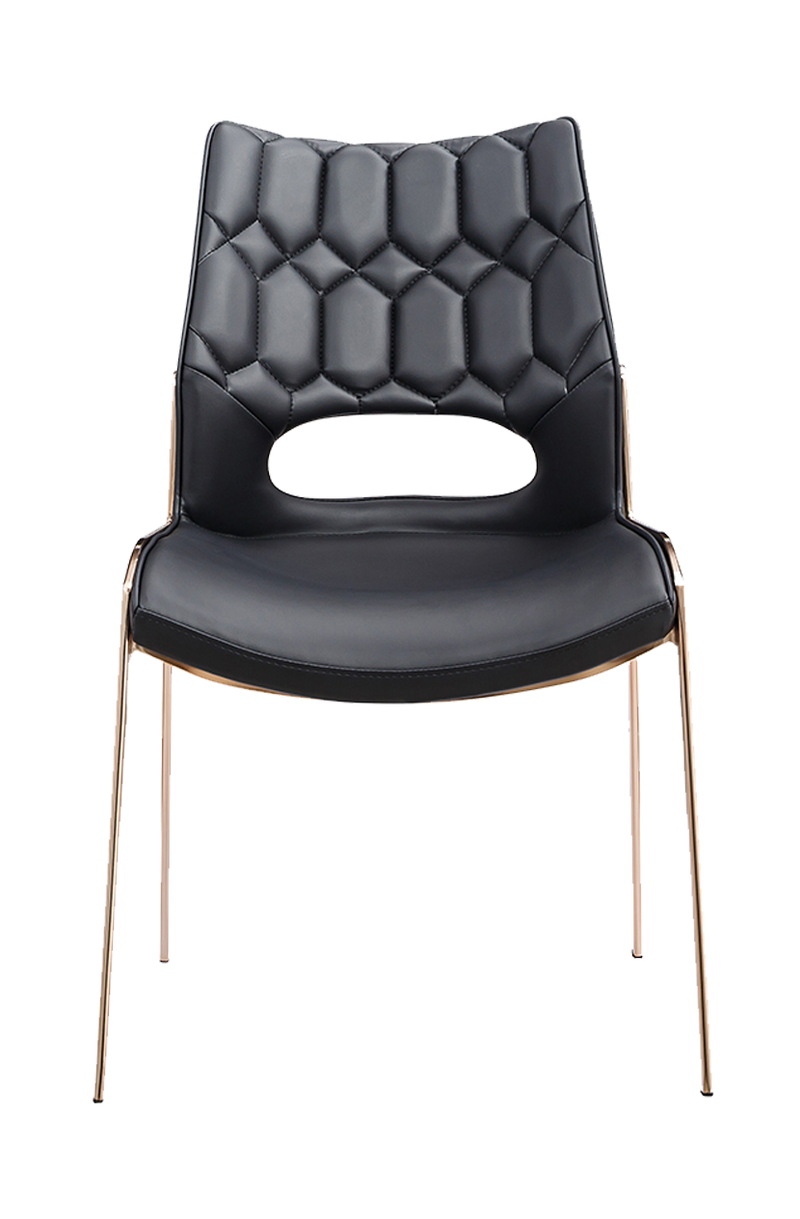 Golden Metal Chair with Black Seat made of Soft PU