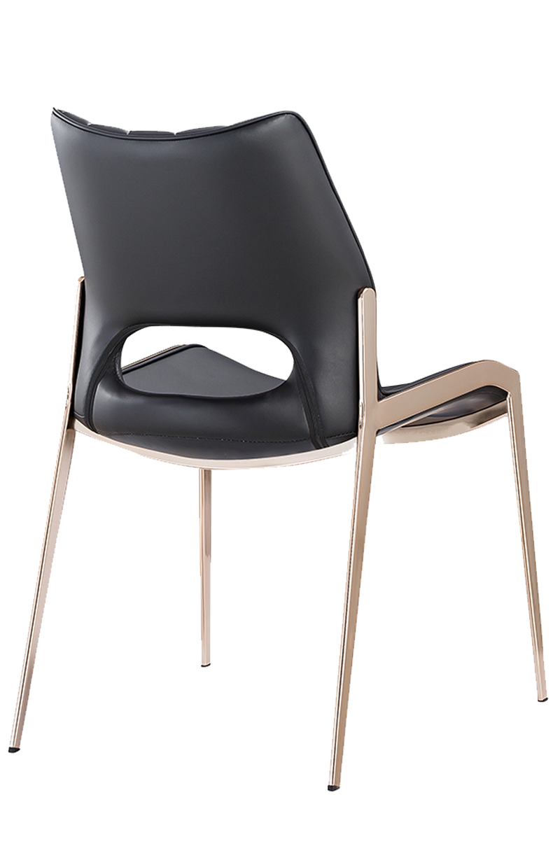 Golden Metal Chair with Black Seat made of Soft PU