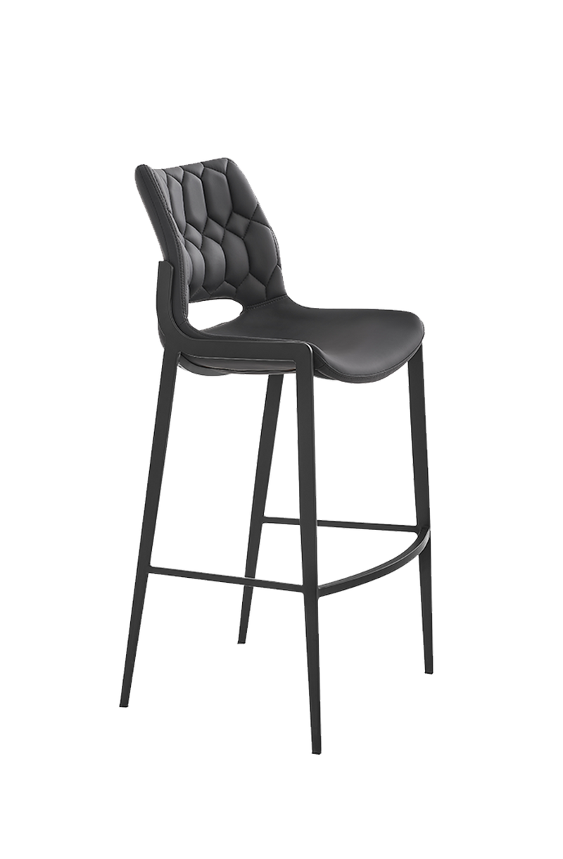 Black Metal Barstool with Black Seat made of Soft PU