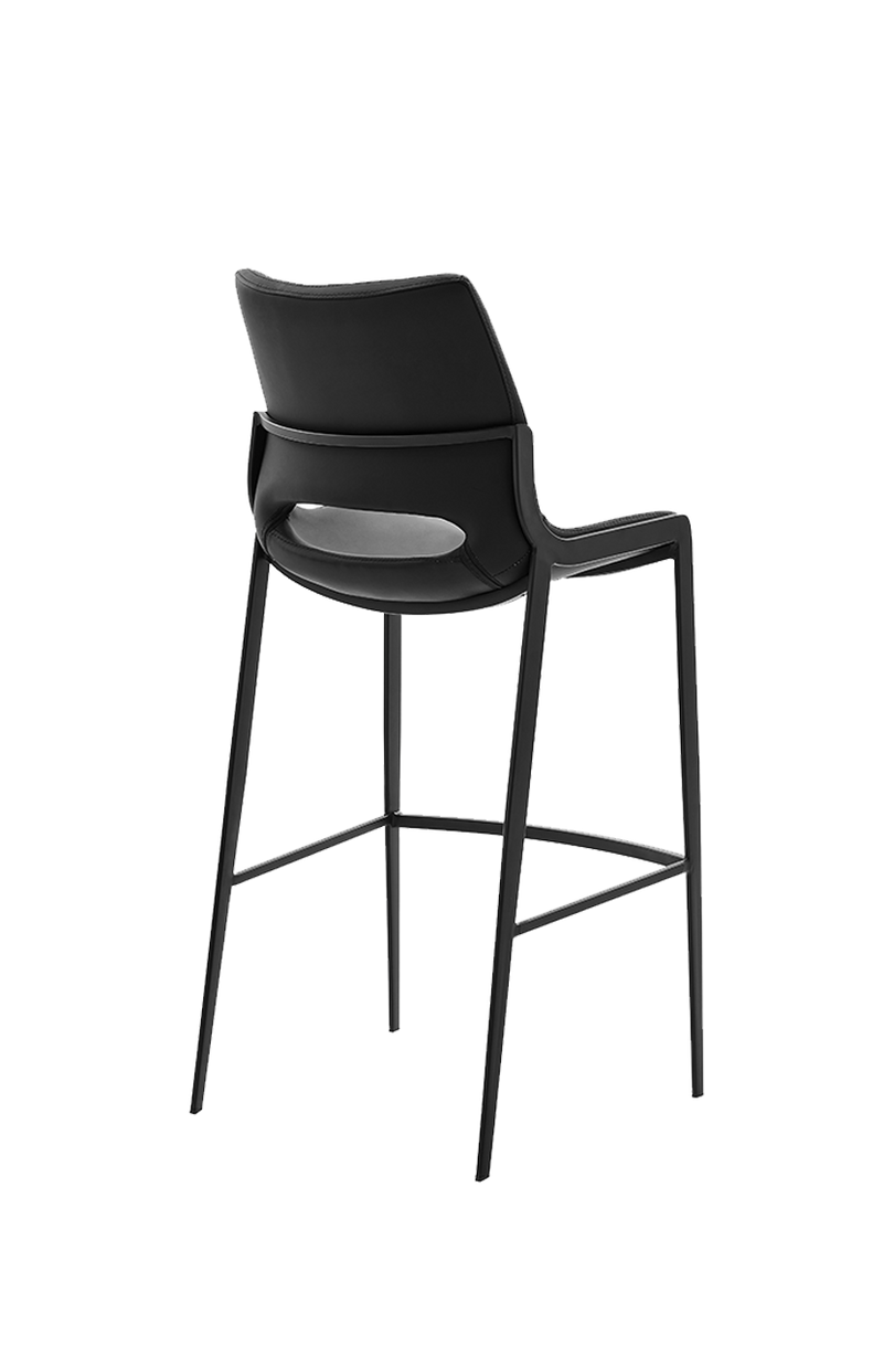 Black Metal Barstool with Black Seat made of Soft PU