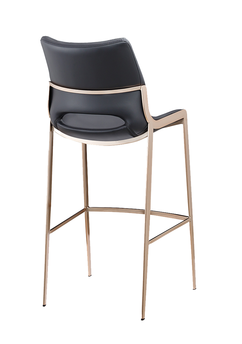 Golden Metal Barstool with Black Seat made of Soft PU