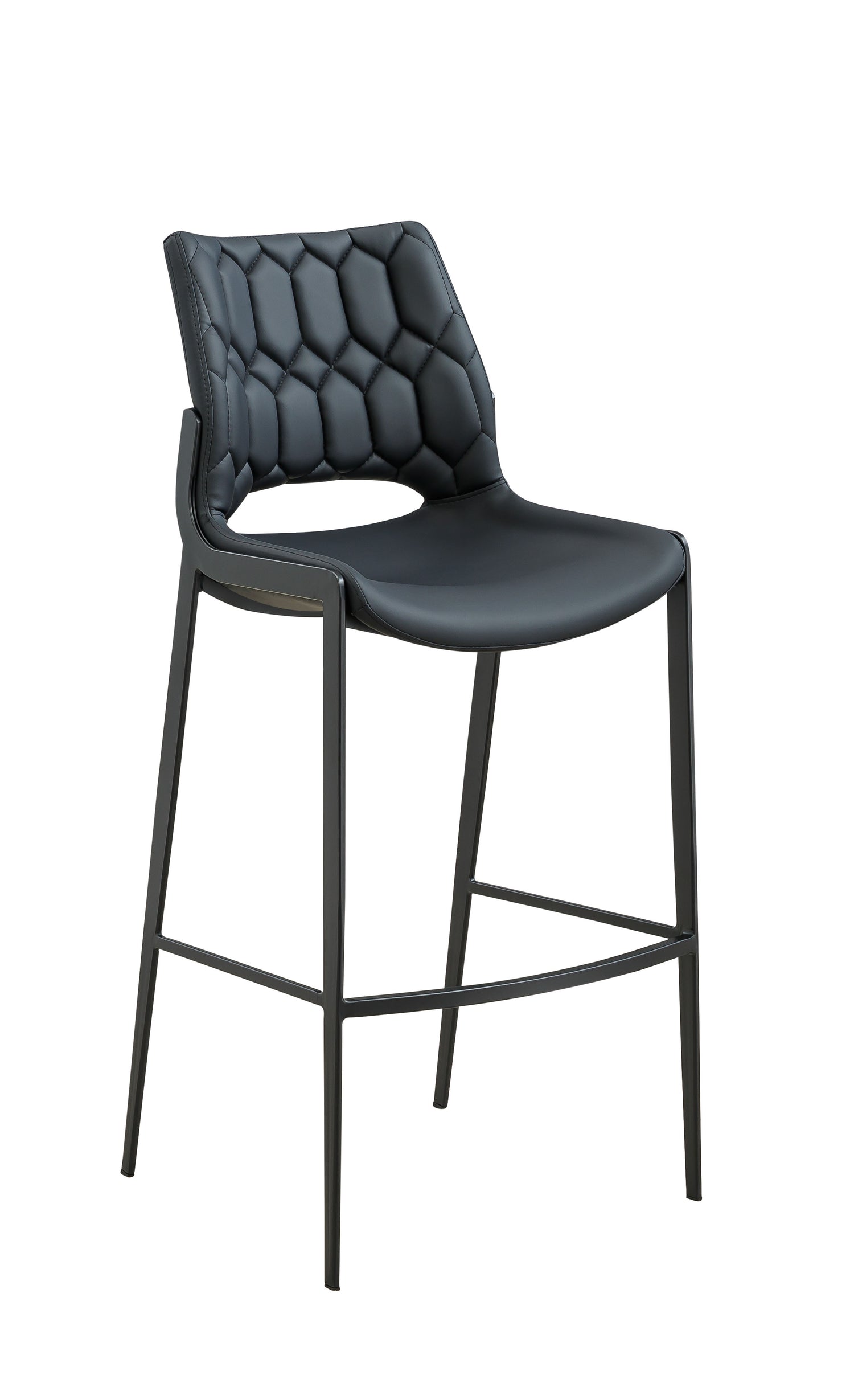 Black Metal Barstool with Black Seat made of Soft PU