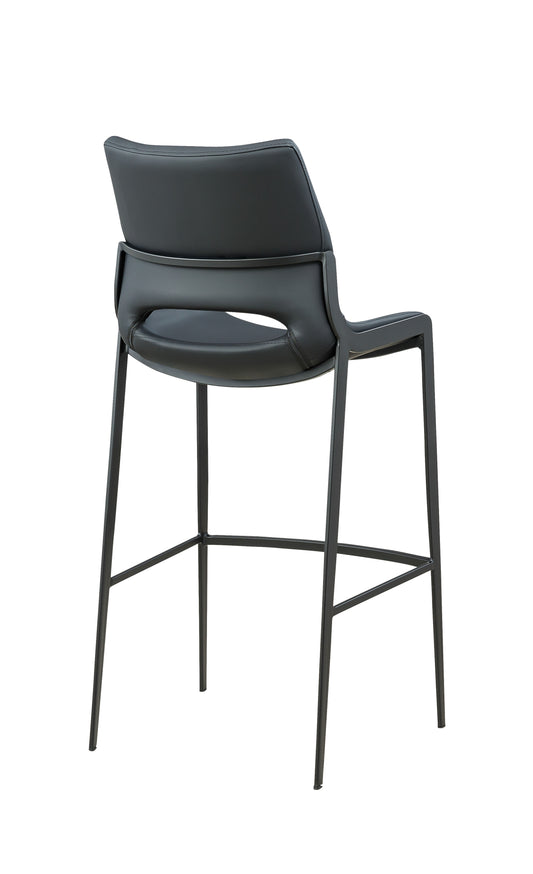 Black Metal Barstool with Black Seat made of Soft PU