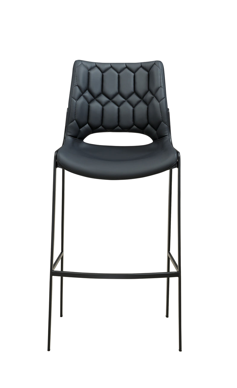 Black Metal Barstool with Black Seat made of Soft PU