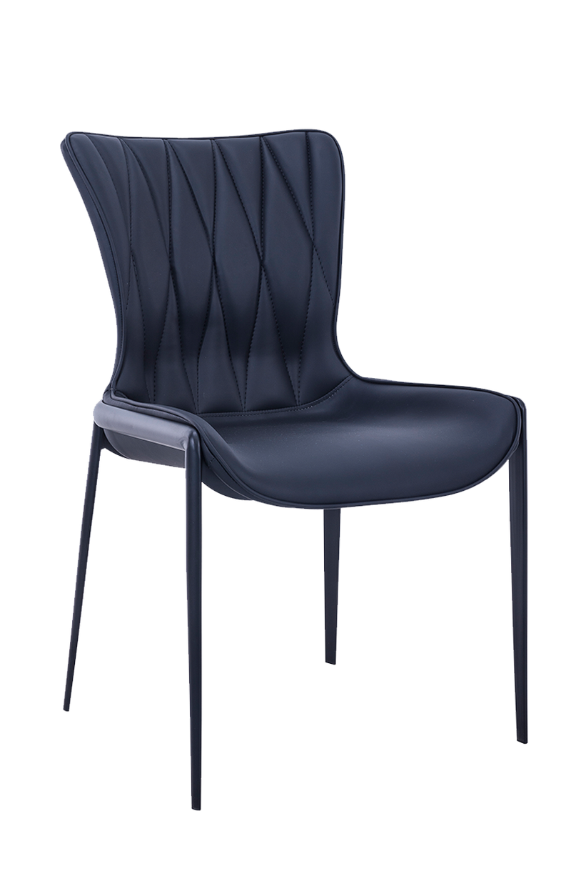 Indoor Black Matt Frame Chair with Black Seat made of Soft PU