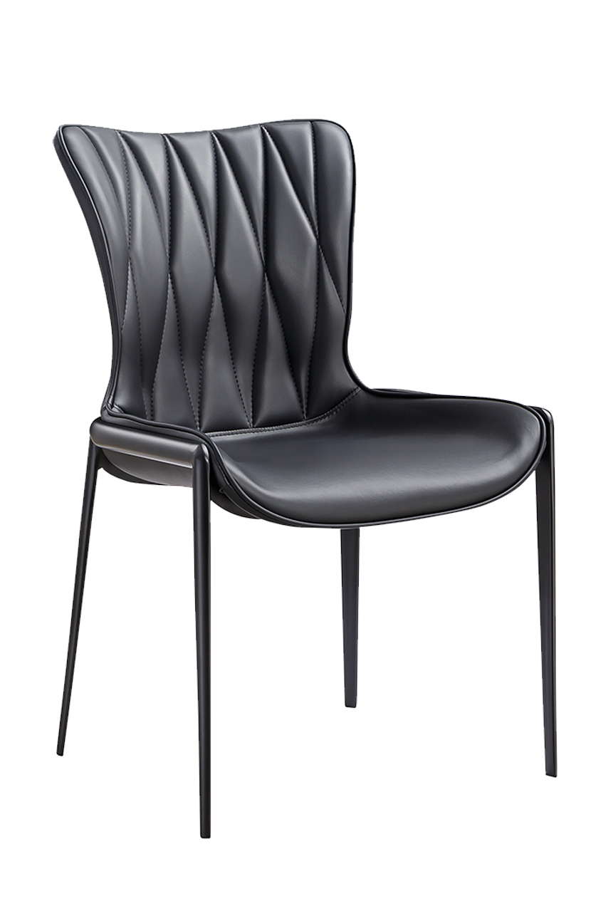 Indoor Black Matt Frame Chair with Black Seat made of Soft PU