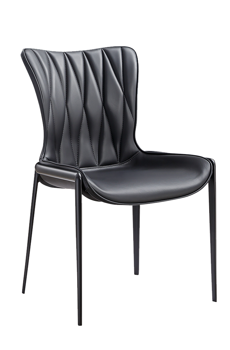 Indoor Black Matt Frame Chair with Black Seat made of Soft PU