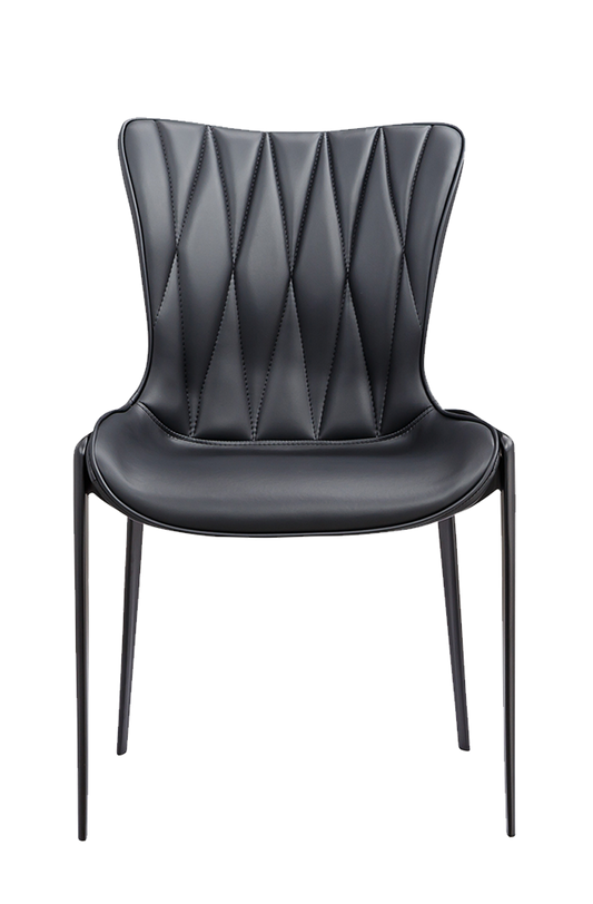 Indoor Black Matt Frame Chair with Black Seat made of Soft PU