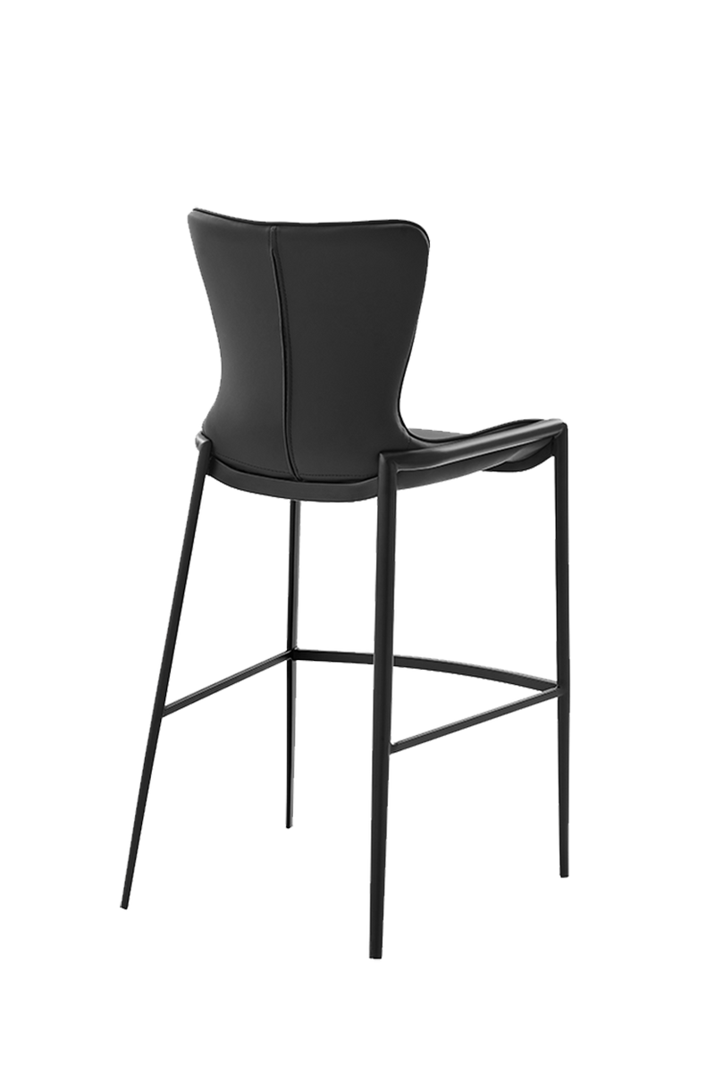 Indoor Black Matt Frame Barstool with Black Seat made of Soft PU