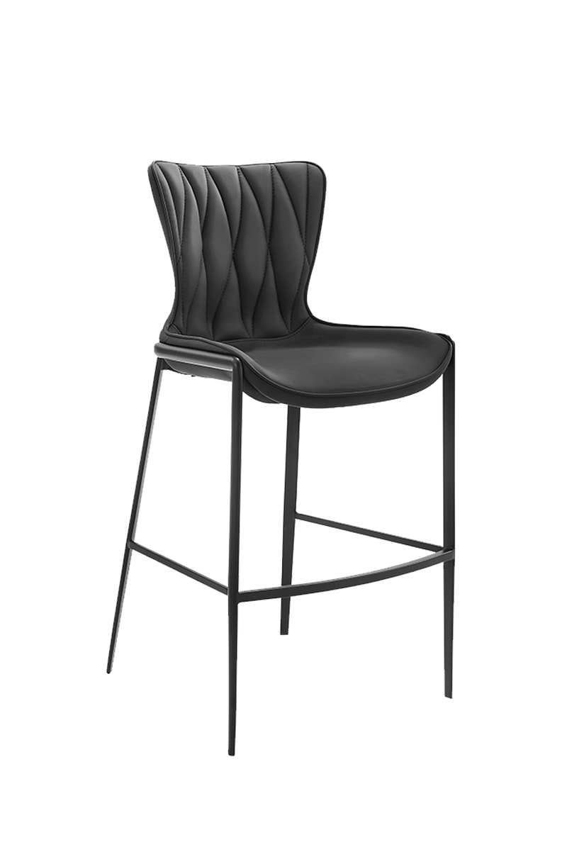 Indoor Black Matt Frame Barstool with Black Seat made of Soft PU
