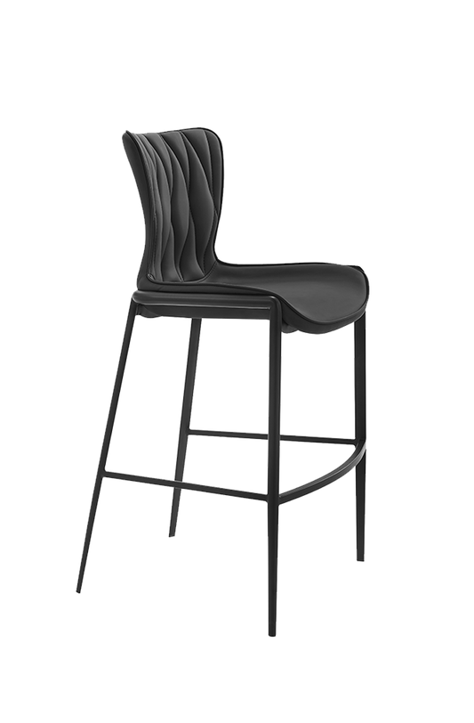 Indoor Black Matt Frame Barstool with Black Seat made of Soft PU