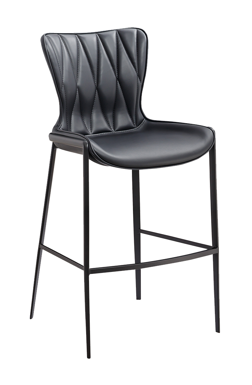 Indoor Black Matt Frame Barstool with Black Seat made of Soft PU