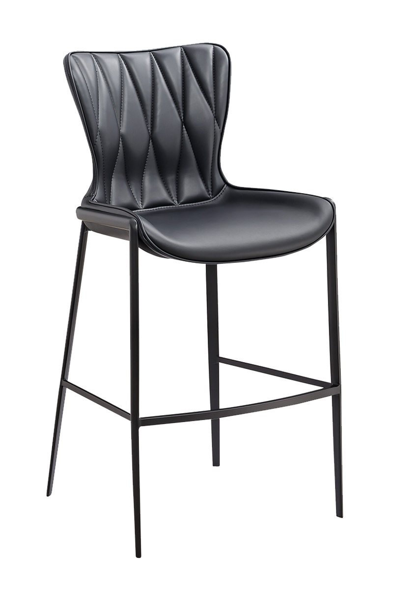 Indoor Black Matt Frame Barstool with Black Seat made of Soft PU