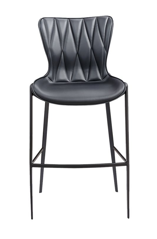 Indoor Black Matt Frame Barstool with Black Seat made of Soft PU