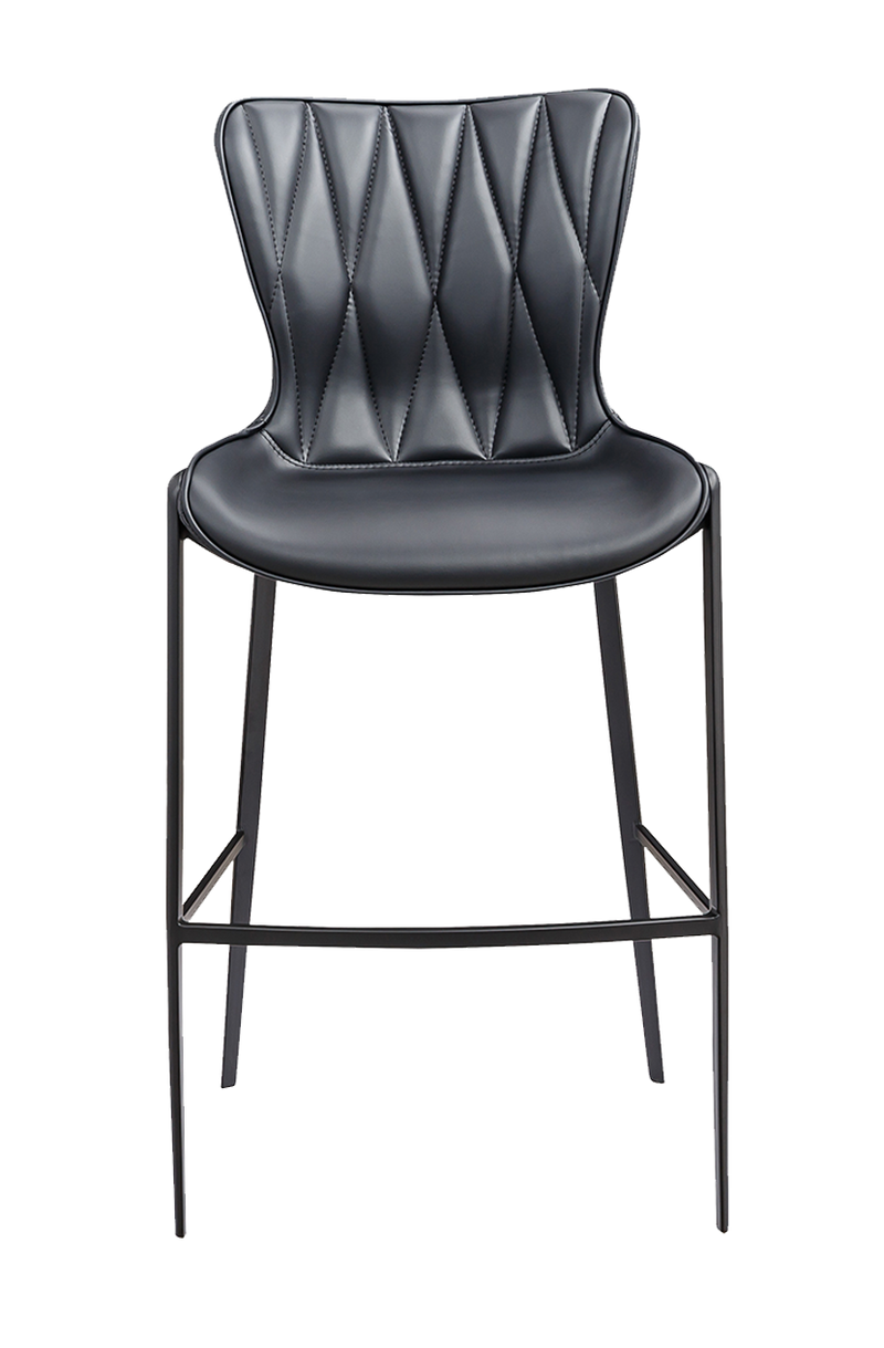 Indoor Black Matt Frame Barstool with Black Seat made of Soft PU
