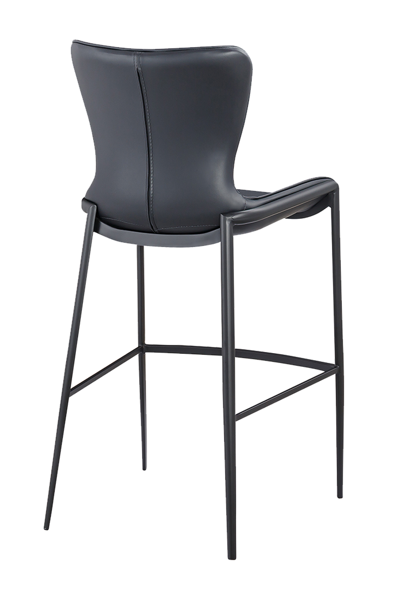 Indoor Black Matt Frame Barstool with Black Seat made of Soft PU
