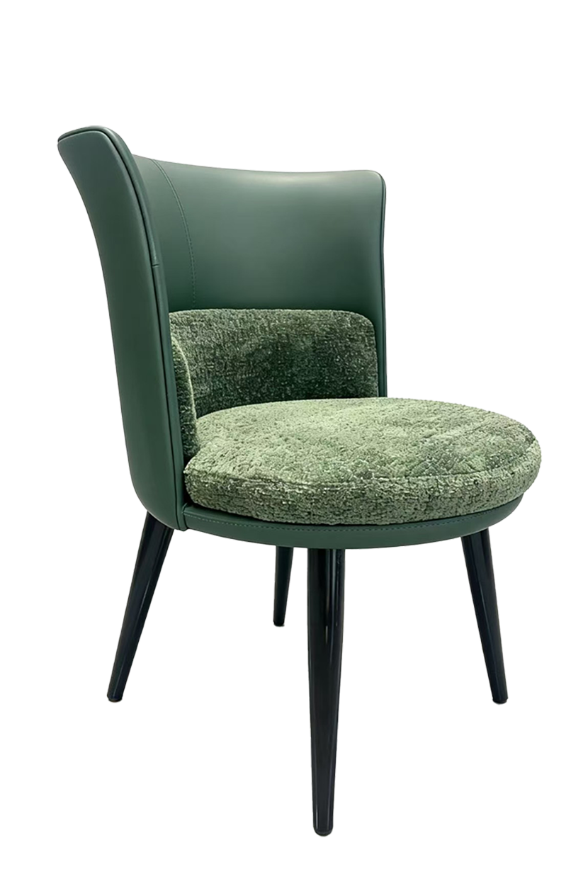 Indoor Black Metal Chair with Green Seat and Back w/ Vinyl