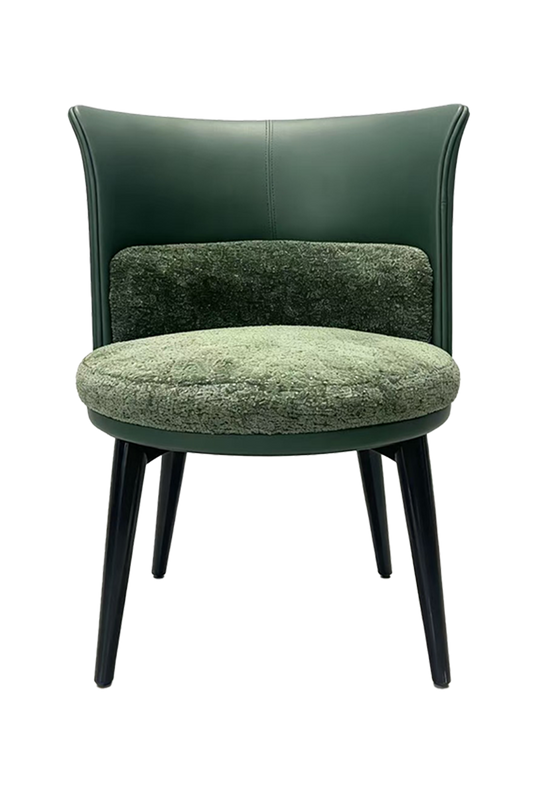 Indoor Black Metal Chair with Green Seat and Back w/ Vinyl
