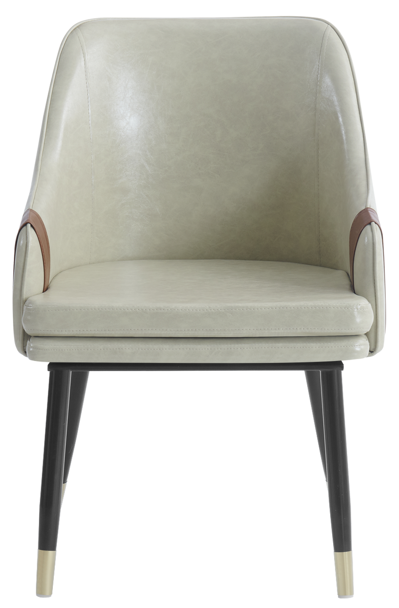 Indoor Black Metal Chair W/ Beige Vinyl Seat, Finish Golden Base