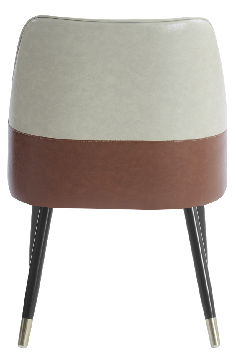 Indoor Black Metal Chair W/ Beige Vinyl Seat, Finish Golden Base