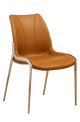 Indoor Golden Metal Chair W/ Brown Vinyl Seat