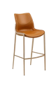 Indoor Golden Metal Barstool W/ Brown Vinyl Seat