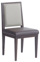 Walnut Metal  Chair W/ Brown Vinyl Seat