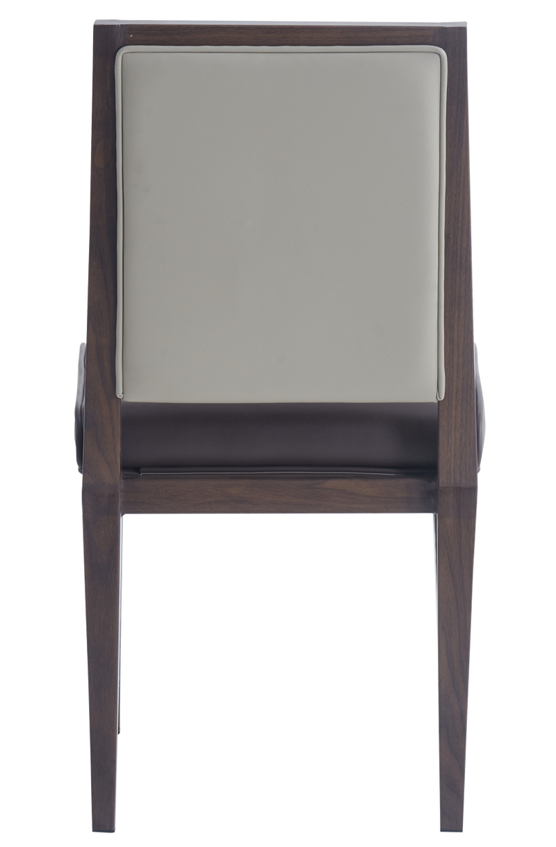 Walnut Metal  Chair W/ Brown Vinyl Seat