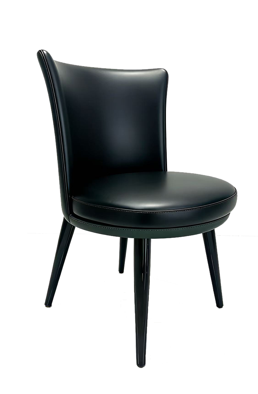 Indoor Black Metal Chair with Black Seat and Back w/ Vinyl