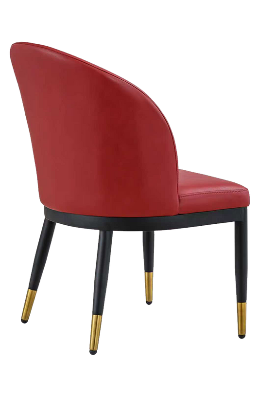 Indoor Black Metal Chair W/ Red Vinyl Seat