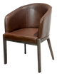 Indoor Metal Chair W/ Brown Vinyl Seat, Finish Walnut